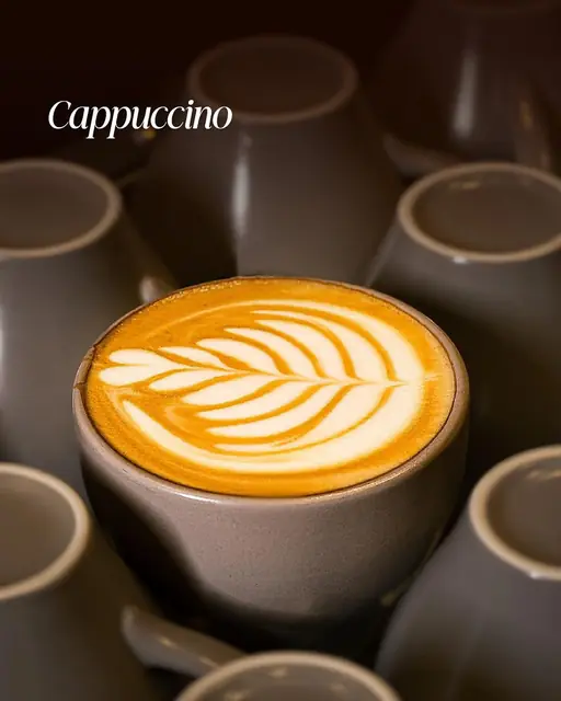 Rosetta latte art on a cappuccino